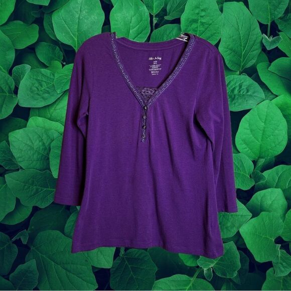 5 for $25🔥Small (4-6) White Stag Purple 3/4 Sleeve T-Shirt - Picture 1 of 5